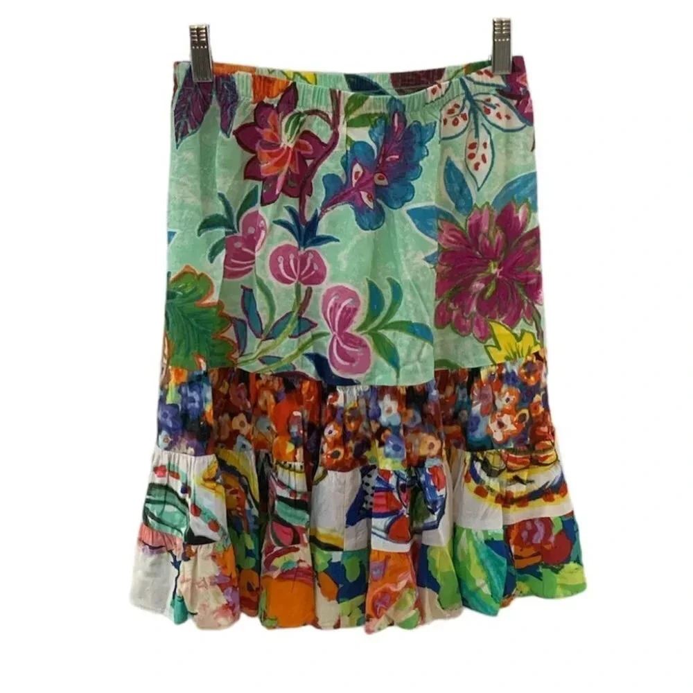 Jams World Floral Flounce Tiered Skirt S - Picture 2 of 7